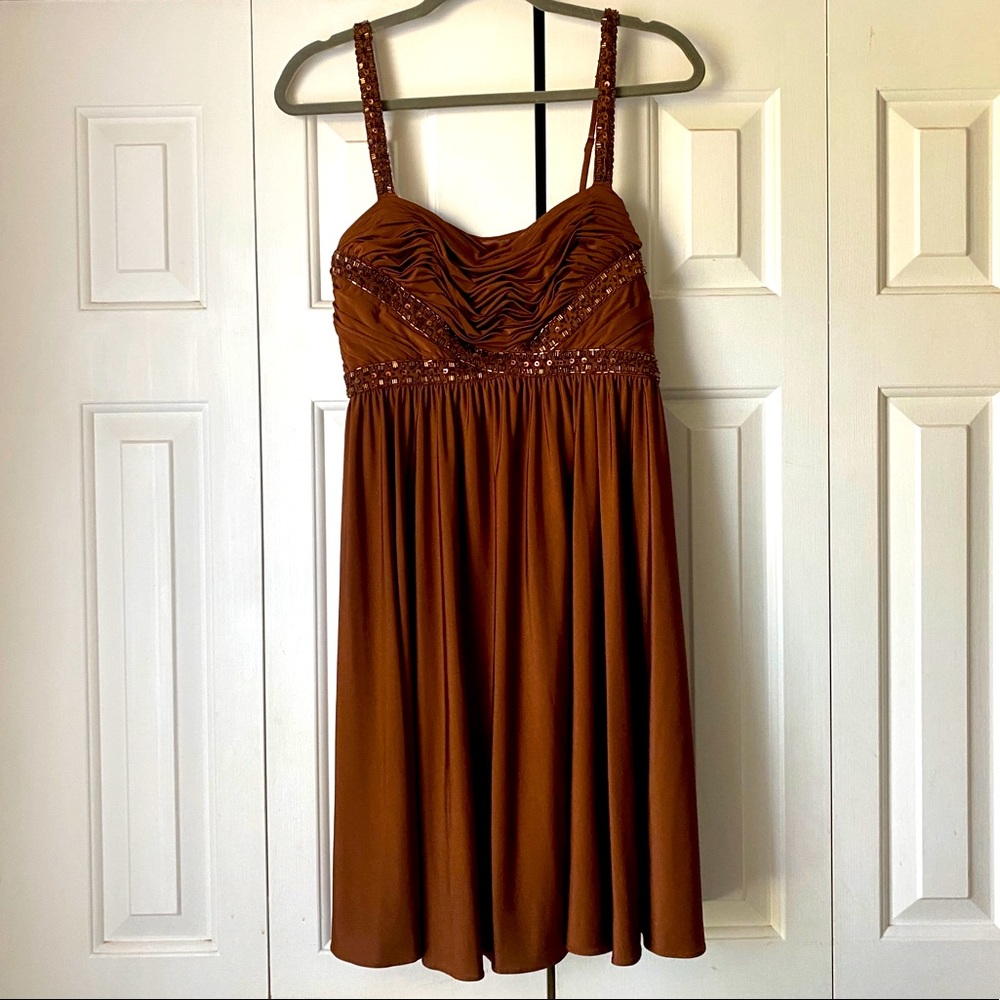 Cache | Copper Beaded Dress